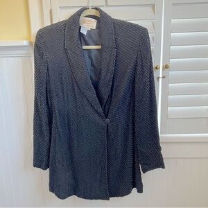 Rickie Freeman for TJ Nites Black Fully Beaded Dressy Blazer Jacket Size 4